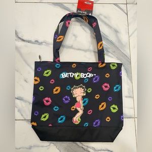 Betty Boop Blowing Kisses Zippered Tote Bag with attached Purse.
